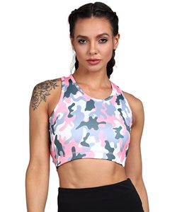 FITME SPORTS Soutien-gorge de sport pour femme, dos nageur, à carreaux unis, en maille, soutien moyen, respirant, Spandex/Nylon, pour la course et le fitness - Product Image 2