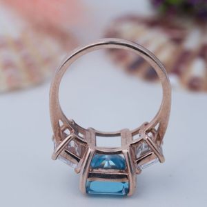 Precio de Fábrica al por Mayor, Anillo de Compromiso y Boda Certificado de Plata de Ley 925 con Moissanita Cuadrada de Corte Esmeralda 8A y Oro de 14k - Product Image 5