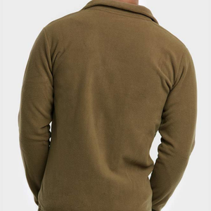 Veste polaire homme vert olive, col montant, fermeture éclair, décontractée, pour l'automne, en polyester respirant, finition soignée - Product Image 2