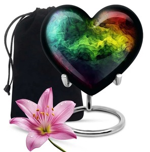 Urnas de recuerdo de corazón de aluminio con reflejos de cisne surrealista con soporte para cenizas humanas - Product Image 6