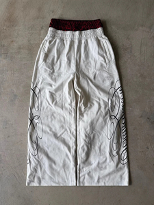 Pantalon de survêtement blanc personnalisé, taille haute, coupe large, effet vieilli, pour homme, imprimé graphique, streetwear, coupe ample, joggers décontractés et confortables, OEM ODM - Product Image 1