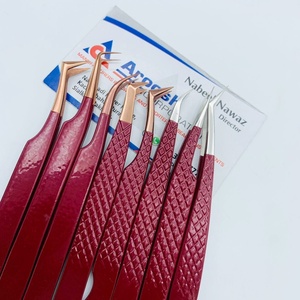 คีมหนีบขนตาจับเพชรแบบมืออาชีพแหนบปลายแหลมทำจากสเตนเลสสีน้ำตาลแดงกุหลาบทอง - Product Image 5