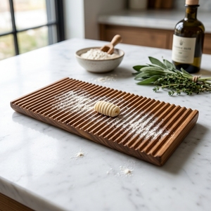 Tabla de pan tostado de madera de teca maciza de grado alimenticio, rectangular, acanalada, bandeja de servir, accesorio de cocina natural hecho a mano, set de exhibición - Product Image 2