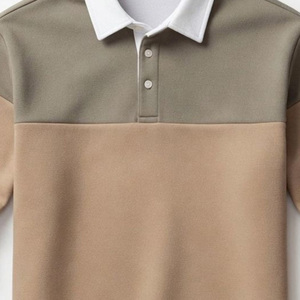 Sweat-shirt polo de rugby colorblock pour homme, épaules tombantes, camel, en molleton bouclette, fabricant de vêtements - Product Image 5