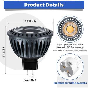 Lampadina LED MR16 5W 2700K Bianco Caldo 450 Lumen Dimmerabile con Alloggiamento in Alluminio Bassa Tensione Ingresso 12V Design Bi-Pin GU5.3 - Product Image 4