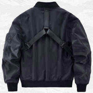 Blouson bomber tactique unisexe multi-poches Techwear, coupe-vent streetwear, veste cargo urbaine fonctionnelle - Product Image 3