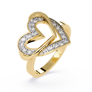 Anillos de oro macizo de 10k, 14k y 18k para mujer con diseño de corazón y diamantes de corte redondo, ideales para regalo, compromiso, aniversario y boda. - Product Image 3