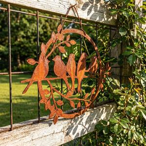 Letrero Metálico de Pájaros en Rama, Arte Metálico Rústico, Decoración de Jardín para Exteriores Resistente al Agua y a la Intemperie con Acabado con Recubrimiento en Polvo - Product Image 3