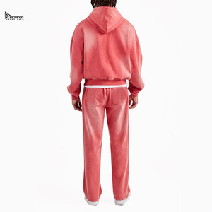 Conjunto de Sudadera con Capucha y Pantalón Deportivo Unisex, Algodón de Alto Gramaje, Lavado Vintage, Estilo Oversize, Streetwear, Fabricante Mayorista Personalizado - Product Image 5