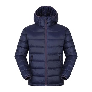 Winter Warm Coated Woolen Stand Collar Zipper Front Logo Customizable Hooded Quilted Puffer <b>Jacket</b> for Men Casual Outdoor Use - Product Image 1