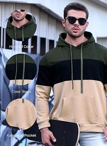 เสื้อฮู้ดแฟชั่นฤดูหนาวสำหรับผู้ชาย ผ้าผสมโพลีเอสเตอร์และคอตตอน ผ้าฟลีซอุ่นสบาย สีพื้น รับสกรีนลายตามสั่ง สวมใส่สบายๆ ในชีวิตประจำวัน - Product Image 4