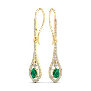 REYES Wholesale Price 14K Solid Gold Emerald Gemstone <b>Dangle</b> Drop <b>Earrings</b> For Women GRA Certified Moissanite Fine Jewelry - Product Image 6