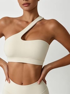 Women Sport <b>Crop</b> <b>Top</b> Asymmetrical Keyhole Backless Gym Wear High Elastic Running Athletic Vest Removable Pads Wholesale Clothing - Product Image 3