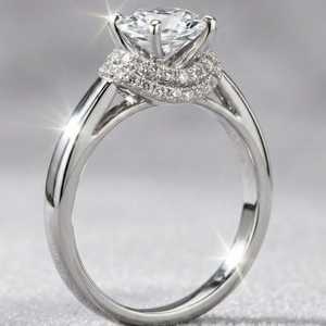 แหวนเพชรทรงกลม 2.01 กะรัต ผลิตในห้องปฏิบัติการ ประดับด้วยวงแหวนรอบวงแบบซ่อนสองชั้น สำหรับผู้หญิง ทองคำขาว 14K ของขวัญสำหรับแฟนสาวในงานปาร์ตี้ สำหรับงานหมั้น - Product Image 1