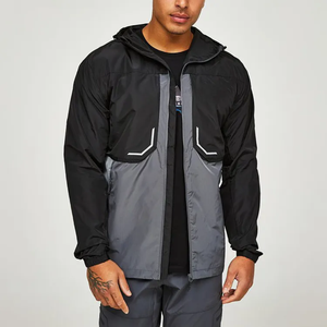 Ensemble de survêtement à capuche noir et gris pour homme, avec fermeture éclair intégrale, poches latérales, imperméable, style sportif, coupe classique, idéal pour l'automne - Product Image 5