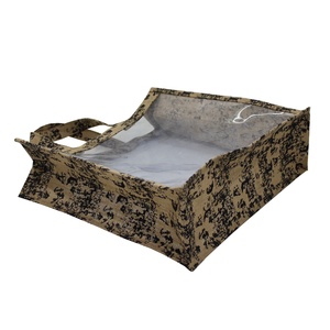 Sacs promotionnels transparents à fenêtre intégrale en tissu de jute laminé PP avec impression intégrale pour la mode, les cadeaux et la publicité - Product Image 4