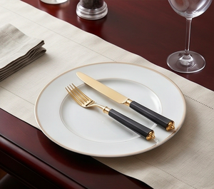 Modern Luxury Gold Plated Flatware <b>Set</b> With <b>Black</b> Handles Dishwasher Safe Perfect For Wedding Tableware <b>Cutlery</b> - Product Image 5