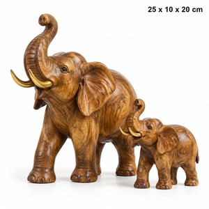 Aqdus Saleem – Paire de figurines d'éléphants en bois sculptées à la main avec des crocs en laiton, design traditionnel, écologique, vente en gros - Product Image 1