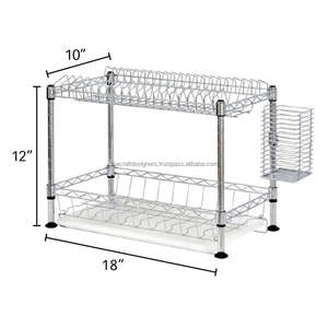 Escurridor de metal hecho a mano para encimera de cocina con construcción fuerte y elegante acabado de acero inoxidable - Product Image 1