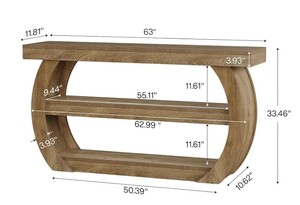 Modern Solid Wood <b>Console</b> <b>Table</b> with <b>Storage</b> Shelf Trestle Base Entryway Living Room Furniture - Product Image 6