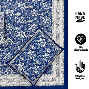 Jaipur Hand Block Printed Cotton <b>King</b> <b>Size</b> Flat Bed 3 PC Set Non Toxic Dyes Soft Breathable Durable Eco-Friendly Boho Style - Product Image 2