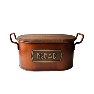 Large Capacity Brown Color Farmhouse Bread <b>Box</b> for Kitchen Countertop Wooden Lid Medium Size Bread Storage Container - Product Image 2
