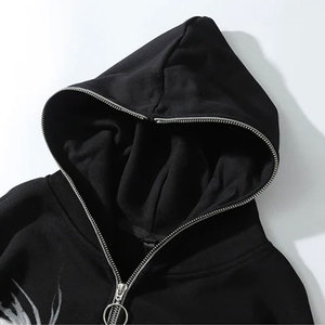 Custom High End Distressed Acid Wash Patched Drop Shoulder Embroidery Heavyweight Streetwear Custom Full Zip up <b>Hoodie</b> for Men - Product Image 5