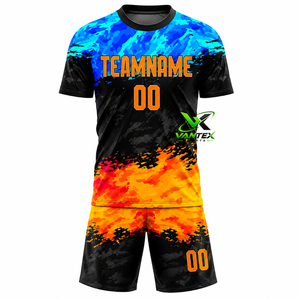 Ensemble de maillot de football personnalisé Vantex Sports, bleu rose, 100% polyester, séchage rapide, manches courtes, uniforme d'équipe - Product Image 5