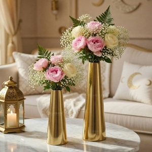 Premium Quality Hammered Aluminium Gold Modern <b>Tabletop</b> Flower Vase Set Home Decor Wedding Elegant - Product Image 4