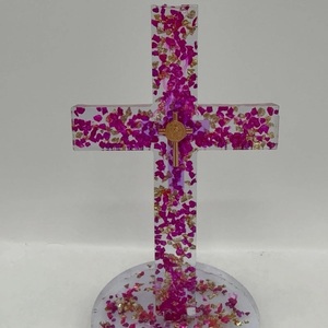 Croix carrée en résine ILAHI, motif folklorique découpé, design simple, bords lisses, couleurs vibrantes, haute qualité, Uttar - Product Image 4