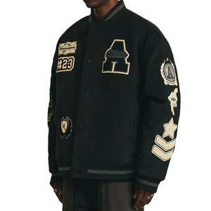 Chaqueta Bomber Varsity de Alta Calidad con Forro de Felpa, Botones a Presión, Parche Personalizado, Bordado Chenille, Cuello Alto, Estilo Casual de Verano - Product Image 5