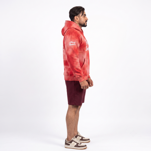 Sudadera con Capucha Roja Tie Dye Personalizada para Hombre, de Algodón Grueso y Felpa, con Bolsillo, Transpirable, Estilo Urbano, Fabricante OEM - Product Image 3