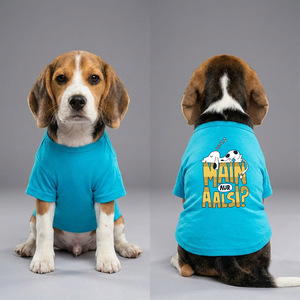 T-shirt en coton premium à col rond pour chien, couleur cyan, design n° 133 Chemises confortables pour chien pour les sorties décontractées, les voyages et les promenades - Product Image 2