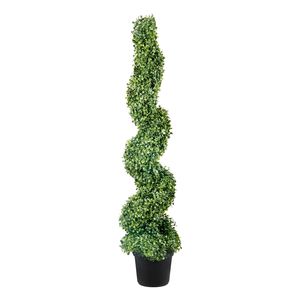 2 pezzi. Pianta Artificiale a Spirale di Bosso da 122 cm, Decorativa, Verde, in Plastica PE e Ferro - Product Image 2
