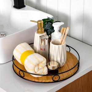 Bandeja de Servir de Madera Aaliyan Impex AI-WT-66 con Borde Metálico, Organizador Multifuncional para Especias, Esenciales de Cocina, Estilo Moderno Rústico - Product Image 4