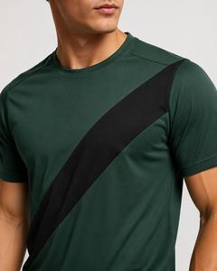 เสื้อยืดแขนสั้นสีเขียวสำหรับผู้ชาย คอกลม ทรงปกติ แห้งเร็ว ผ้าถัก สวมใส่สบาย โพลีเอสเตอร์ 100% น้ำหนัก 180 กรัม - Product Image 2