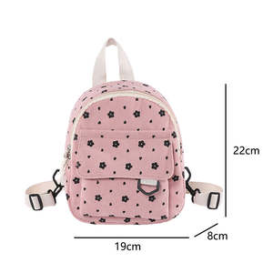 Mini sac à dos en velours côtelé rose, léger, pour filles, sac bandoulière décontracté, sac de sport avec motif personnalisé - Product Image 6