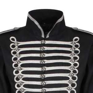 Men's Black <b>Wool</b> Hussar Jacket With <b>Gold</b> Embroidery And Faux Fur Collar Formal Winter Coat For Uniforms - Product Image 6