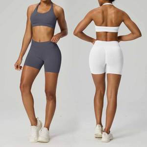 Conjunto de Shorts y Sujetador Deportivo sin Costuras para Yoga, de Cintura Alta y Secado Rápido, para Mujer, Ropa de Yoga y Fitness al por Mayor - Product Image 1