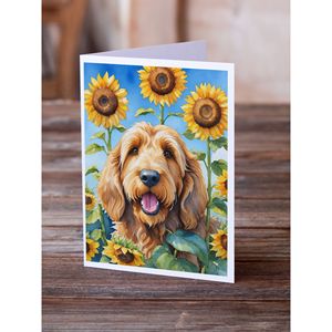 Whimsical Otterhound in Sunflowers A7 Size <b>5x7</b> Blank Note Cards Pack of 8 with <b>Envelopes</b> for Greetings - Product Image 2