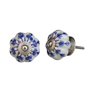 Perillas de cerámica para niños, tiradores Chic desgastados azules de hoja larga, perilla de puerta de mediados de siglo, armario, CK-92 de 4,44 cm, venta al por mayor - Product Image 3