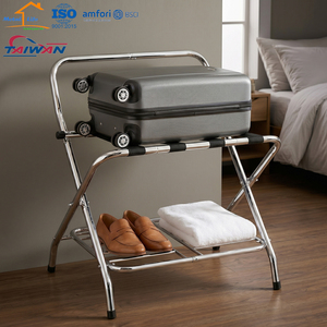 KD Commercial Folding Hotel Luggage Rack Chrome Finished Luggage Suitcase Stand <b>Holder</b> for Guest Room - Product Image 2