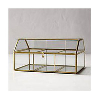 Armoire de rangement pour bijoux en verre transparent avec cadre en métal artisanal de luxe, couleur et logo personnalisés