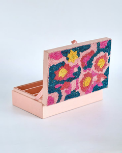 Fabric Embroidery <b>Boxes</b> Foldable 100% Cotton Lid Customized Color Mehndi Nikah Indian Return Gifts Woman Jewelry Organiser - Product Image 4