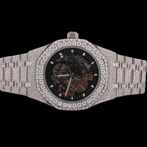 Reloj de Hombre Personalizado con Esfera Negra, Diseño Exclusivo, Estilo Hip Hop, con Diamantes Moissanite, Cuarzo, Correa de Acero Inoxidable - Product Image 1