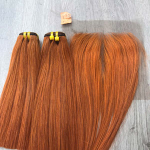 Conjunto de color naranja, venta al por mayor, 100% cabello humano vietnamita virgen crudo, peluca corta, extensión de cabello súper doble estirado - Product Image 6