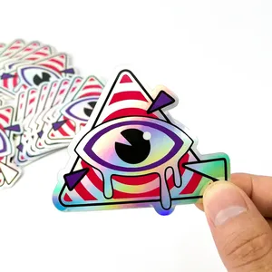 Autocollants en vinyle découpés sur mesure en forme de rectangle, étiquettes en PVC imperméables pour la conception de logos, dessins animés holographiques - Product Image 6
