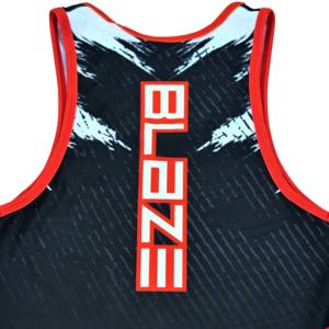 Men's Red Black Geometric Print Wrestling Singlet Moisture Wicking Fitted Tank Sleeveless Adult Size All Seasons - Product Image 4