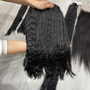 Extensions de cheveux humains bouclés et raides Steam Kinky 2026, très demandées, sans perte ni nœuds - Product Image 3
