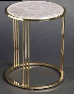 Table basse ronde noire et dorée de qualité supérieure avec plateau en marbre et métal, collection de tables, prix de gros - Product Image 1